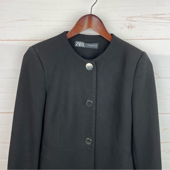 Zara | Black Gold Button Mid Length Frock Coat - Picture 3 of 8